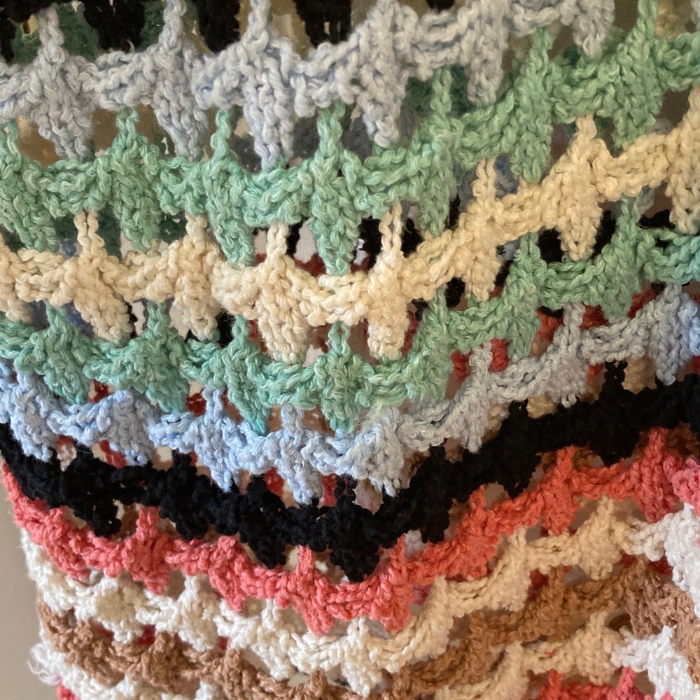 Mavi Cream Open-Weave Cardigan with Coral, Tan and Mint Stripes - Picture 3 of 10